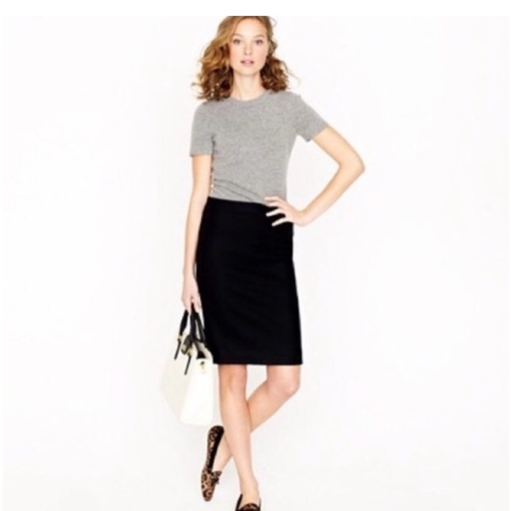 J Crew #2 Pencil Skirt Black Wool| 8